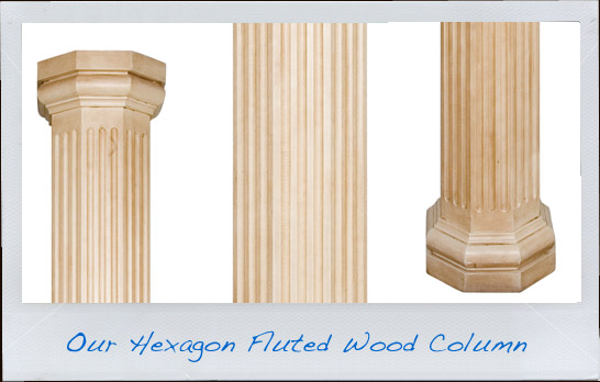 Hexagon Fluted Wood Columns